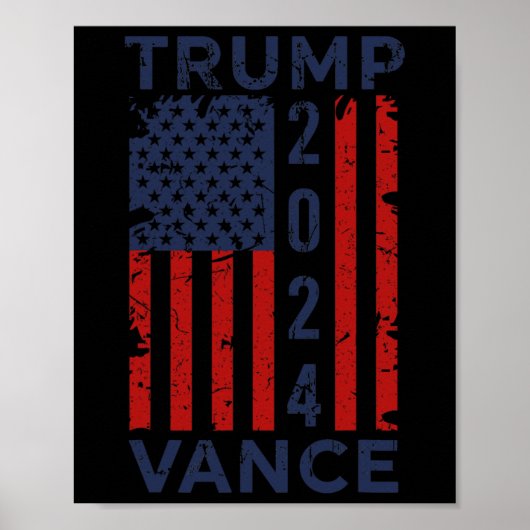 トランプヴァンス2024米国国旗 – 大統領選挙2024号 ポスター (正面)