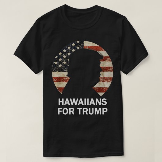 トランプヴィンテージアメリカ国旗のハワイアン Tシャツ (デザイン正面)