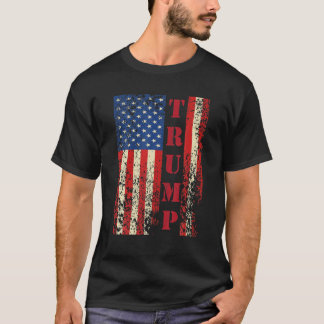 トランプヴィンテージ動揺してレトロ米国国旗T Tシャツ