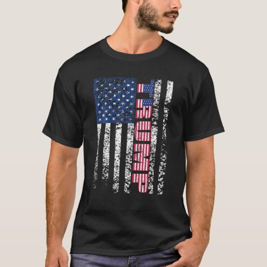 トランプヴィンテージ動揺してレトロ米国国旗T Tシャツ (正面)