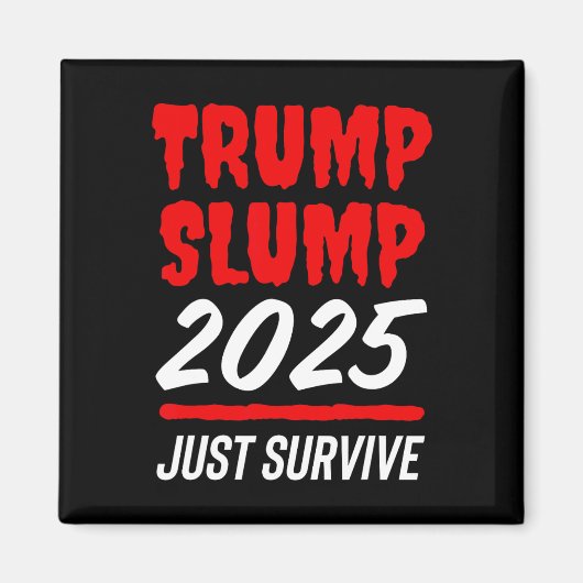 トランプ不況2025 なんとか生き残れ - 真っ赤な株 メンズ マグネット (正面)