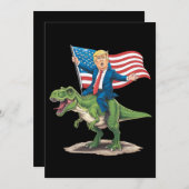 トランプ乗馬恐竜Tレックスアメリカ国旗 招待状 (正面/裏面)
