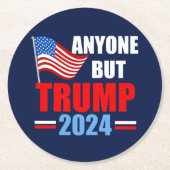 トランプ以外の誰もが2024政治的おもしろい青 ラウンドペーパーコースター (正面)