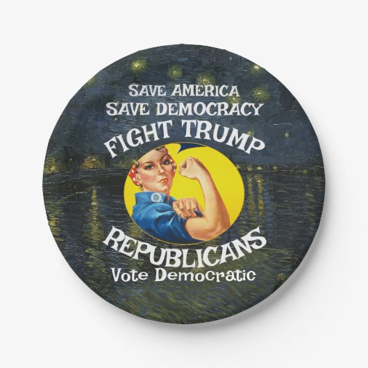 トランプ共和党パーティー誕生日ホリデーボーイズ女の子 ペーパープレート (正面)