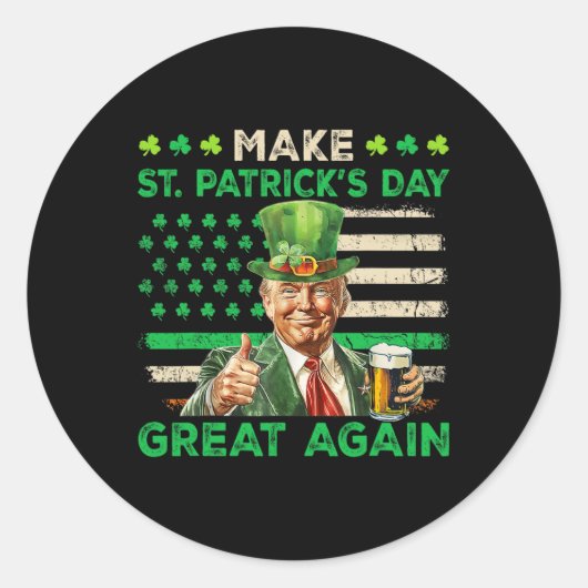 トランプ再びアイリッシュ素晴らしアメリをSt patricks dayにする ラウンドシール (正面)