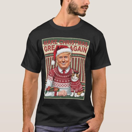 トランプ再びクリスマス素晴らしを作る醜いXm Tシャツ (正面)