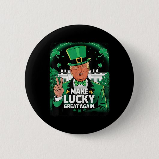 トランプ再び幸運素晴らしSt patricks day 缶バッジ (正面)