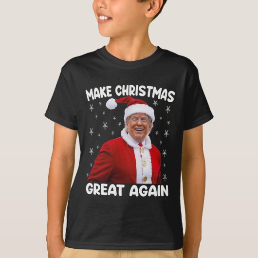 トランプ再び素晴らしクリスマスを作るサンタトランプ Tシャツ (正面)