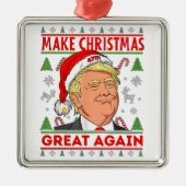 トランプ再び素晴らしクリスマスを作る メタルオーナメント (正面)