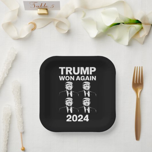 トランプ再勝ち 2024年 選挙 就任式 日 47  ペーパープレート (ウェディング)