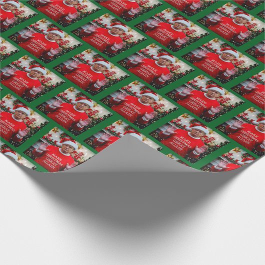 トランプ写真 | クリスマスを再素晴らしび緑にする ラッピングペーパー (角)