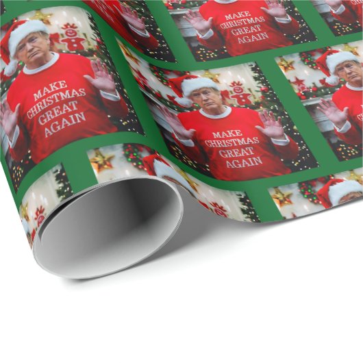 トランプ写真 | クリスマスを再素晴らしび緑にする ラッピングペーパー (ロールコーナー)