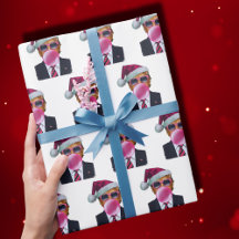 トランプ写真 | トランプが風船ガムを膨らますクリスマス