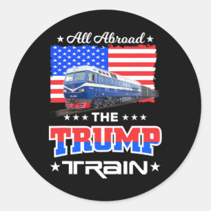 トランプ列車に全員乗車 アメリカ国旗 ラウンドシール