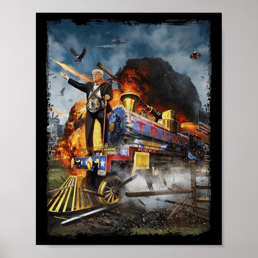 トランプ列車ドナルドトおもしろいランプ2024に乗って ポスター (正面)