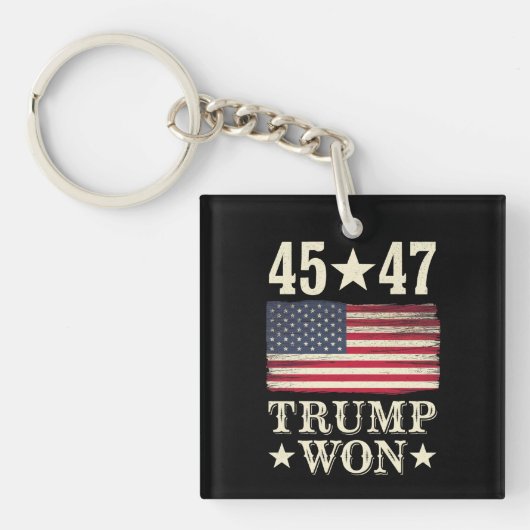 トランプ勝利2024年第45代・第47代アメリカ大統領アメリカ国旗 キーホルダー (正面)