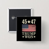 トランプ勝利2024 アメリカ国旗 45代目 47代目大統領 缶バッジ (正面&裏面)
