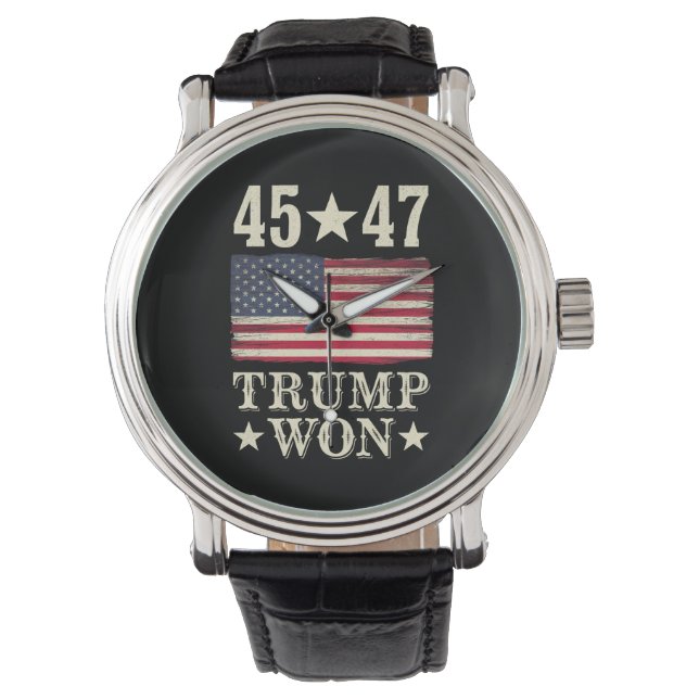 トランプ勝利2024 アメリカ国旗 45代目 47代目大統領 腕時計 (正面)