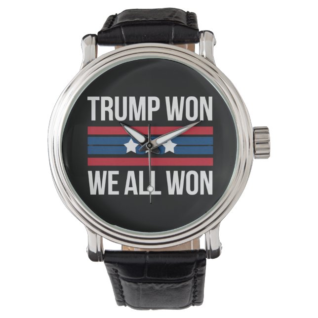 トランプ勝利 私たち全員勝利 2024 アメリカ国旗 トランプ勝つ 腕時計 (正面)
