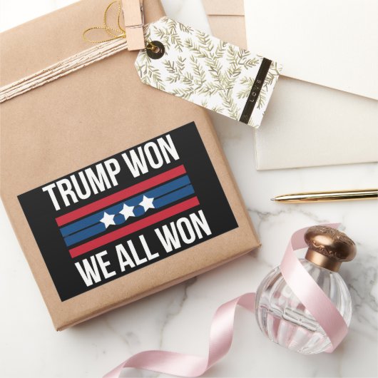 トランプ勝利 私たち全員勝利 2024 アメリカ国旗 トランプ勝つ 長方形シール (ギフト)