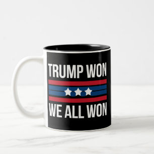 トランプ勝利 私たち全員勝利 2024 アメリカ国旗 トランプ勝 ツートーンマグカップ
