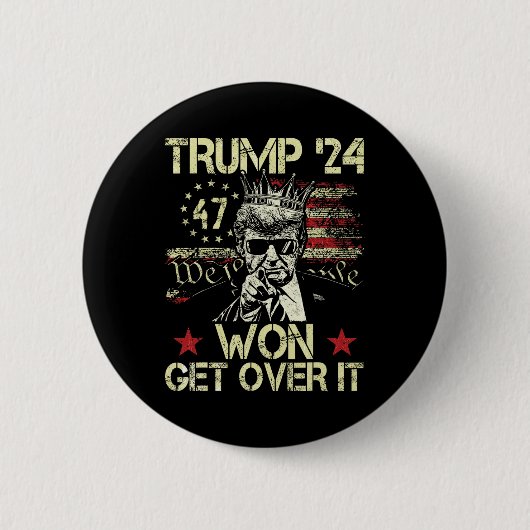 トランプ勝利 諦めろ 2025 5 缶バッジ (正面)