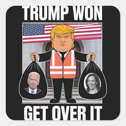 トランプ勝利 諦めろ MAGA 選挙に勝った 2024 スクエアシール (正面)