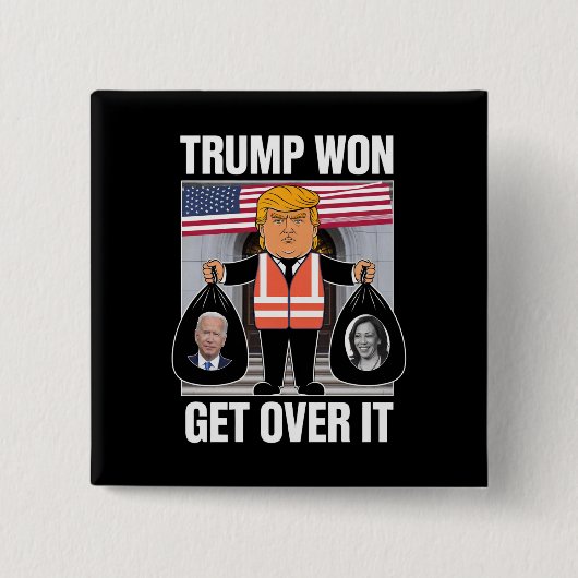 トランプ勝利 諦めろ MAGA 選挙に勝った 2024 缶バッジ (正面)