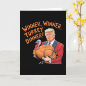 トランプ勝利 面白い勝利 七面鳥の食事 感謝祭 カード (黄色い花)