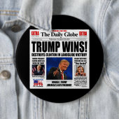 トランプ勝利!面白い反クリントン新聞風刺 缶バッジ (インサイチュ)