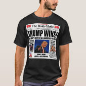 トランプ勝利!面白い反クリントン新聞風刺 Tシャツ (正面)