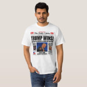 トランプ勝利!面白い反クリントン新聞風刺 Tシャツ (正面フル)