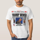 トランプ勝利!面白い反クリントン新聞風刺 Tシャツ (正面)