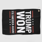トランプ勝利 MAGA トランプ勝者 2024 アメリカ再建 ゴルフタオル (横)