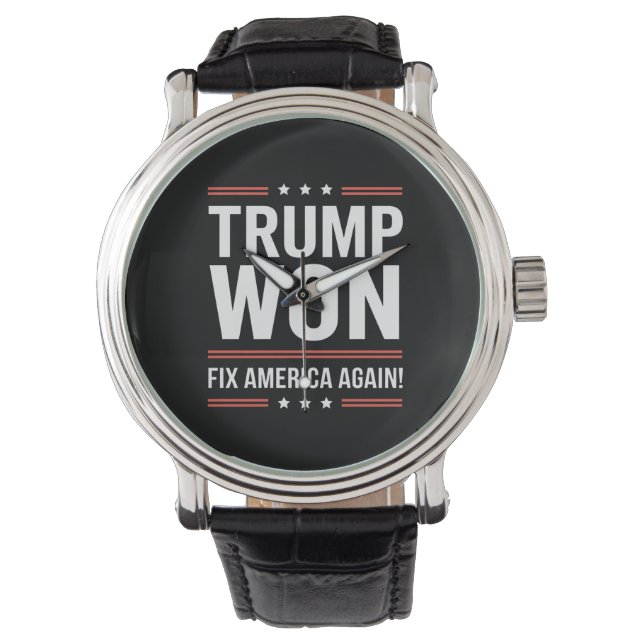 トランプ勝利 MAGA トランプ勝者 2024 アメリカ再建 腕時計 (正面)