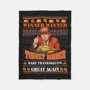 トランプ勝者おもしろい勝者トルコ夕食感謝祭 フリースブランケット