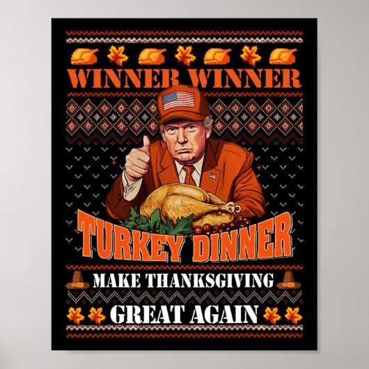 トランプ勝者おもしろい勝者トルコ夕食感謝祭 ポスター (正面)
