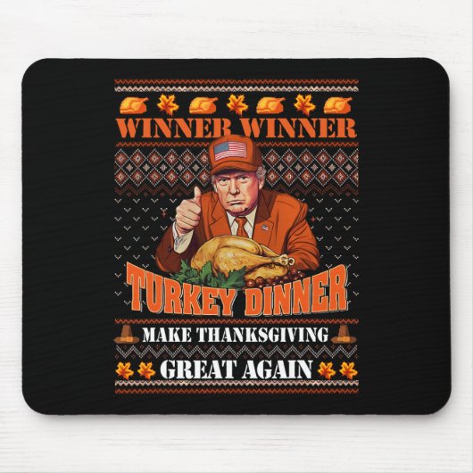 トランプ勝者おもしろい勝者トルコ夕食感謝祭 マウスパッド (正面)