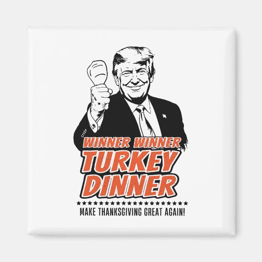 トランプ勝者おもしろい勝者トルコ夕食感謝祭 マグネット (正面)