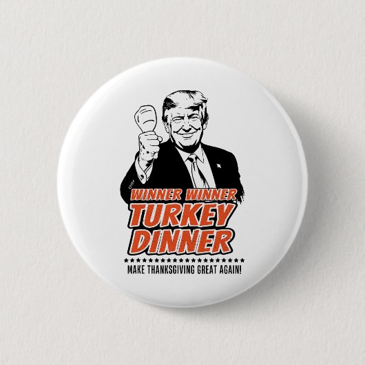 トランプ勝者おもしろい勝者トルコ夕食感謝祭 缶バッジ (正面)