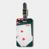 トランプ及びポーカー用のチップのグランジなスタイル ラゲッジタグ (正面縦)