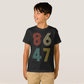 トランプ反対 8647 86 47 弾劾 47 レトロ Tシャツ (正面フル)