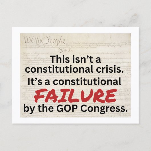 トランプ反対 GOP 憲法違反 危機 ポストカード (正面)