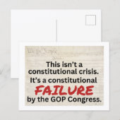 トランプ反対 GOP 憲法違反 危機 ポストカード (正面/裏面)
