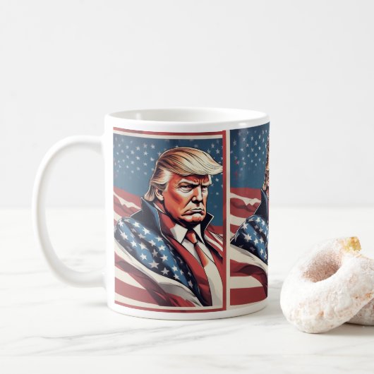 トランプ叙事詩アメリカ国旗のマグカップ コーヒーマグカップ (ドーナツ)