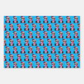 トランプ吹のバブルガムブルーのクリスマスプレゼント ラッピングペーパーシート (正面)