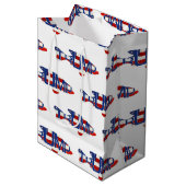 トランプ国旗の魚デザイン ミディアムペーパーバッグ (正面アングル)