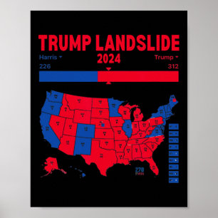 トランプ地すべり2024選挙地図312勝利地図 ポスター