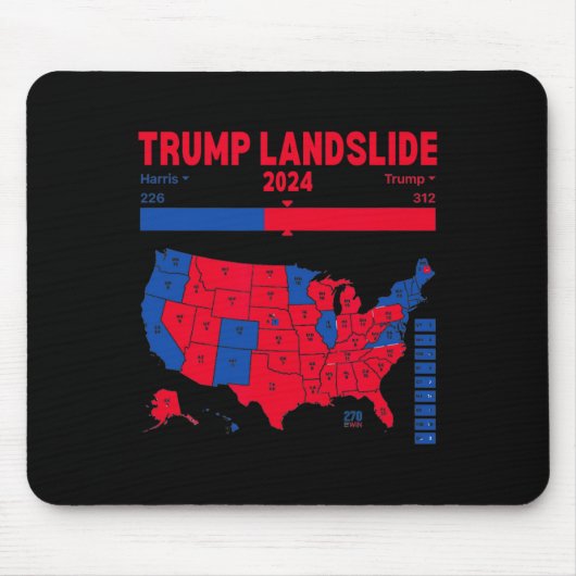 トランプ地すべり2024選挙地図312勝利地図 マウスパッド (正面)