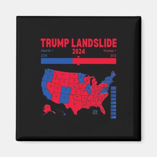 トランプ地すべり2024選挙地図312勝利地図 マグネット (正面)